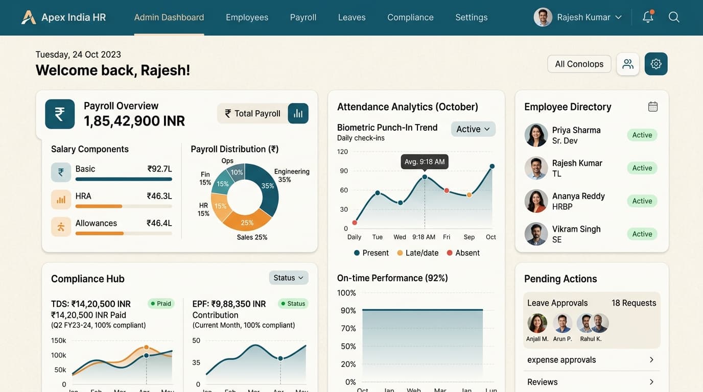 AI-Powered HRMS & Payroll Dashboard Interface